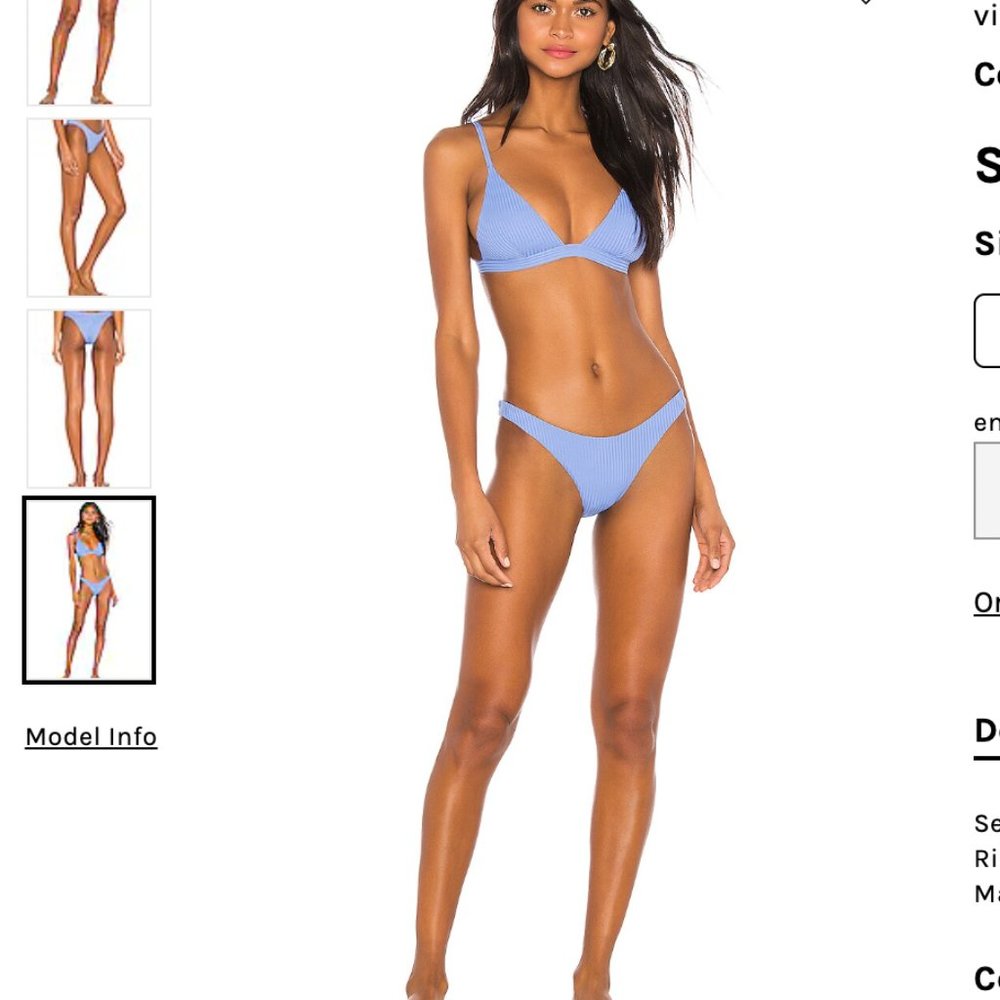 Vitamin A California High-Leg Bikini Bottom Mediterranean Blue EcoRib -4/XS-NWT